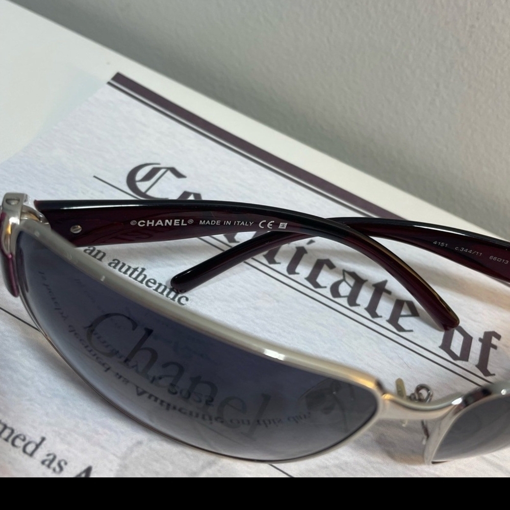 CHANEL Silver and Black Designer Sunglasses Sleek Sporty Design - Picture 4 of 6